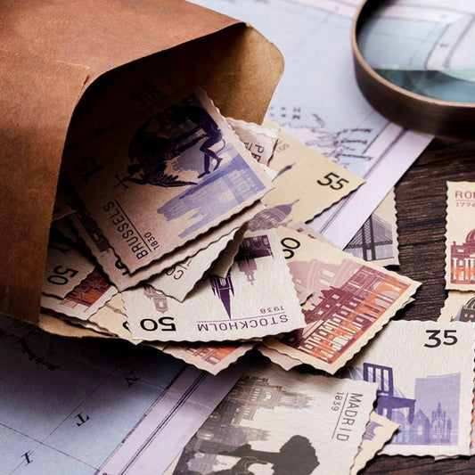 Vintage European Cities Stamp Stickers 46PCS