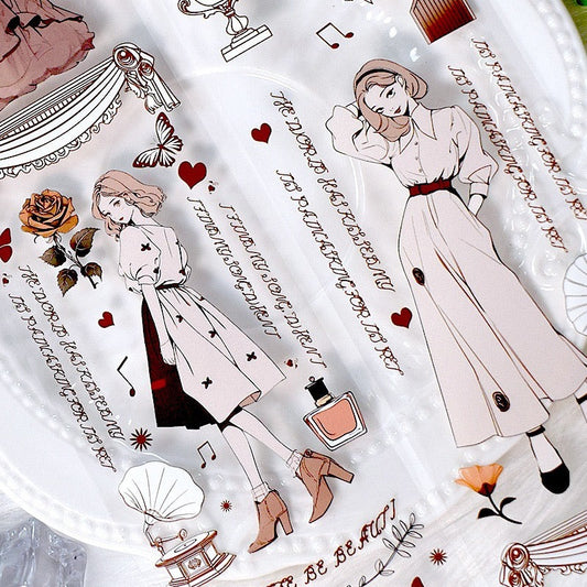 Whole Roll Elegant Girl PET Tape