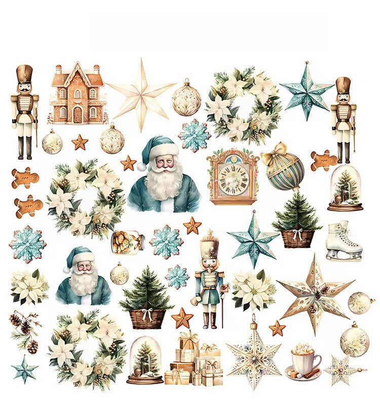 Blue Christmas Sticker 50pcs