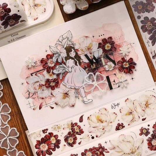 4.5cm*200cm Vintage Crimson Floral Tape