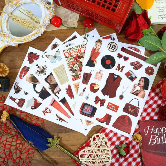 Retro Red Sticker Book