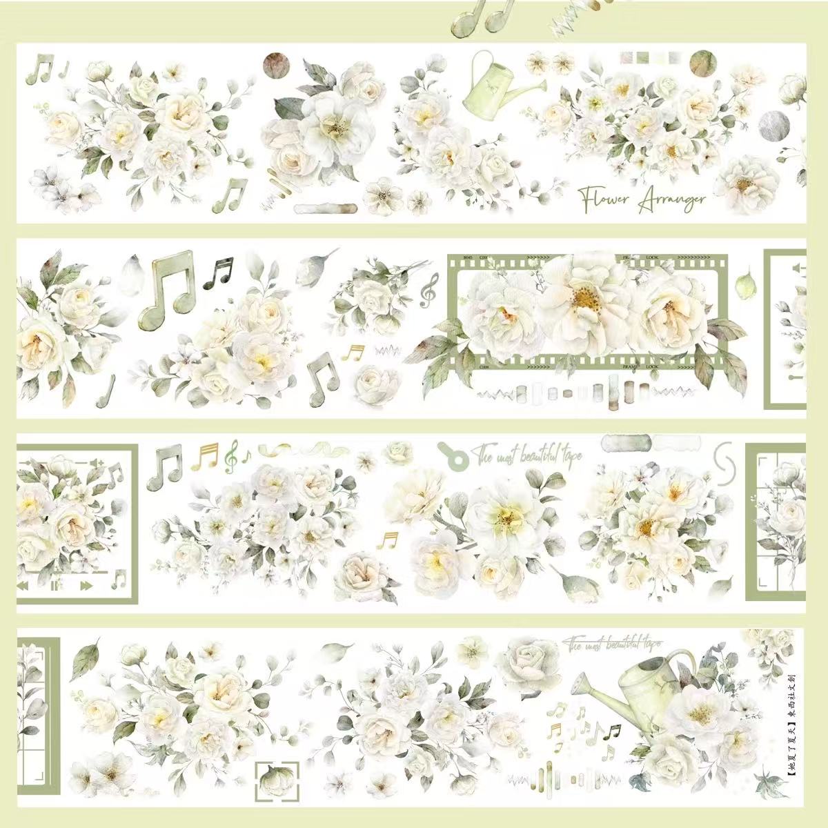 6cm*100cm Elegant Green Blooms Tape