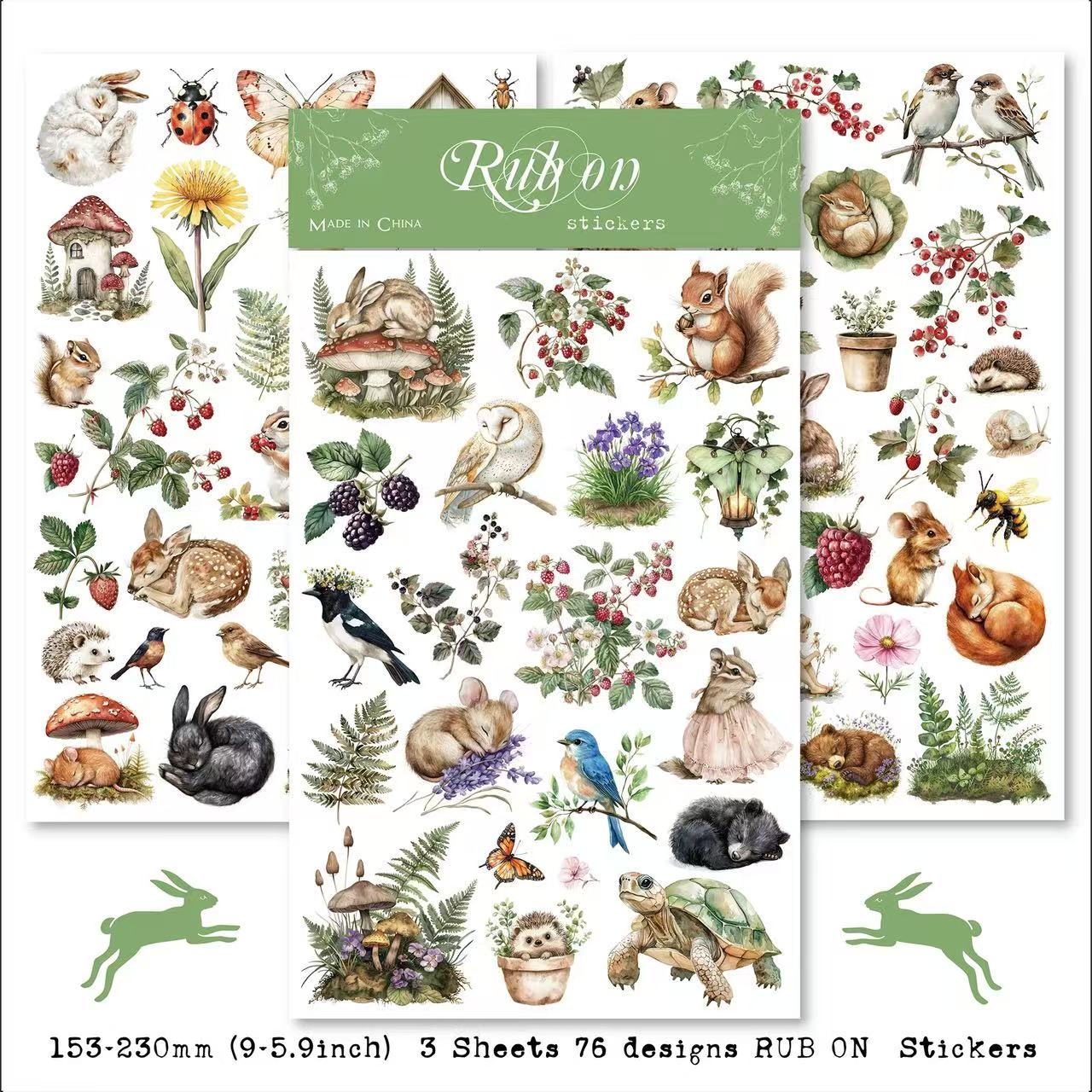 Forest Animal Rub-on Stickers