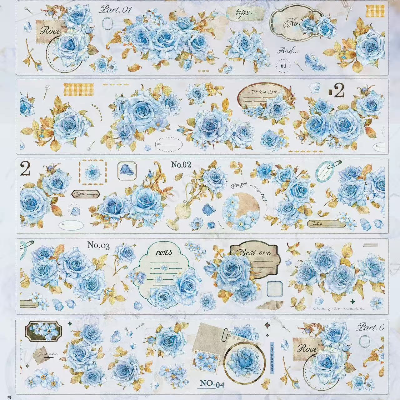 6cm*120cm Blue Rose Floral Tape