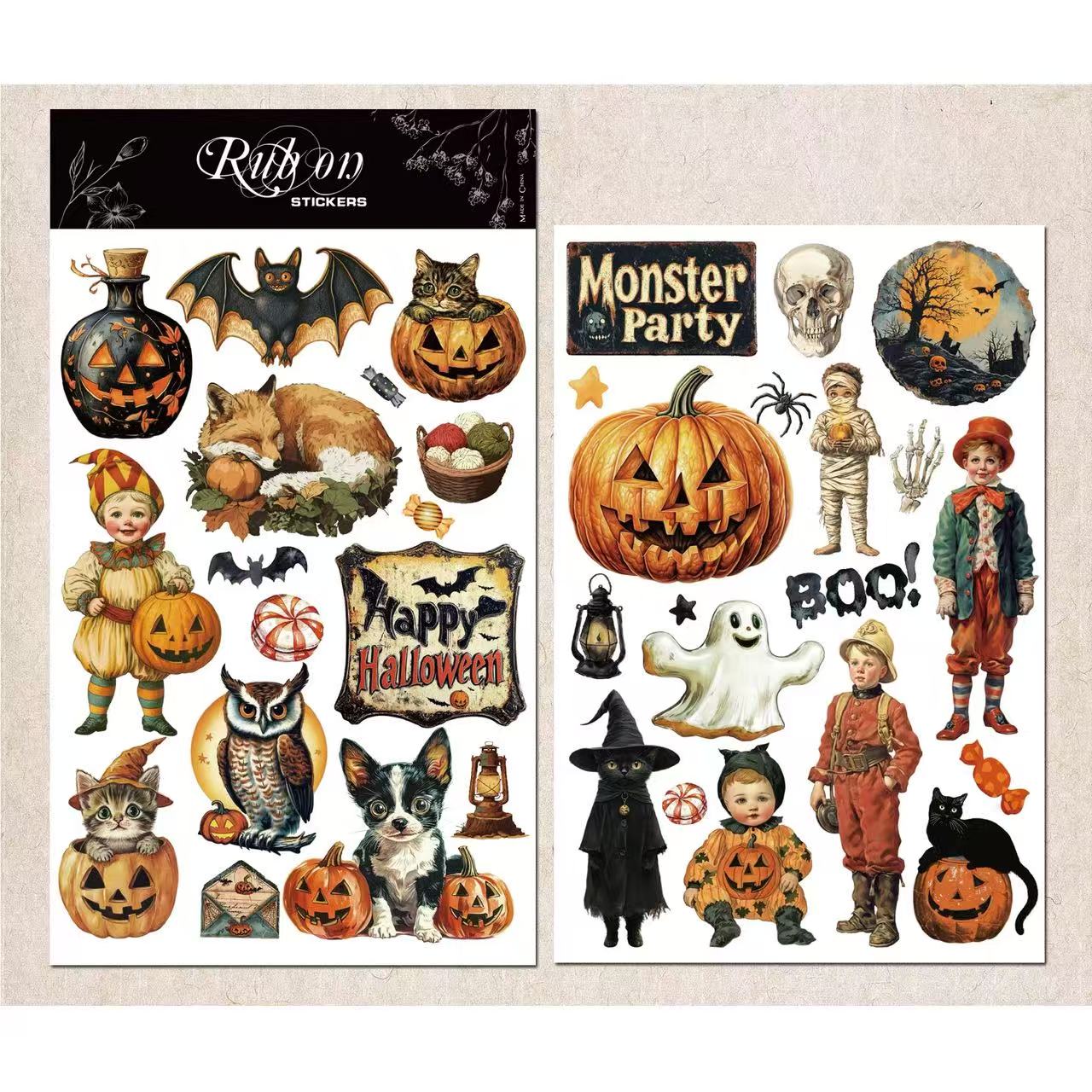 Whimsical Halloween Rub-On Stickers