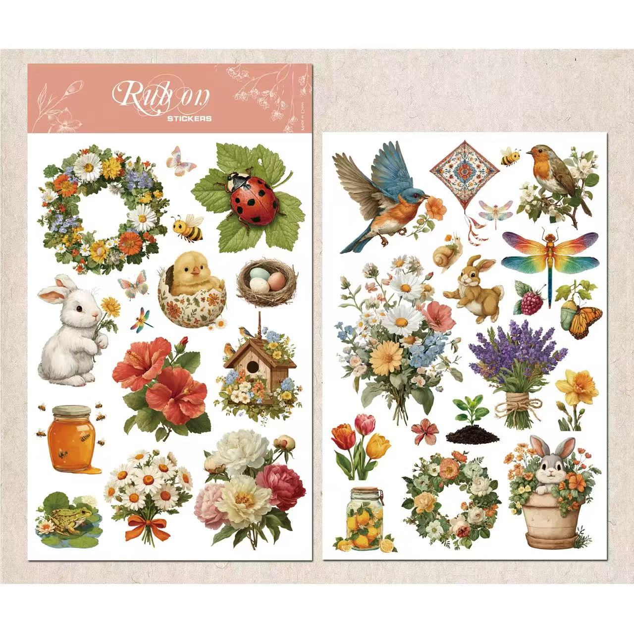 Spring Ladybug Rub-on Stickers