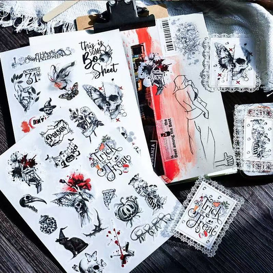 Dark Gothic Halloween Rub-on Stickers