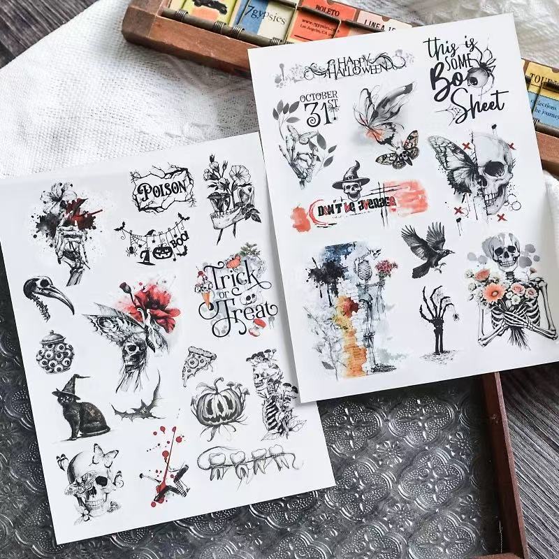 Dark Gothic Halloween Rub-on Stickers