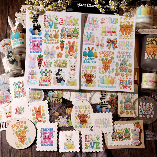 Yarn Easter Transfer Stickers