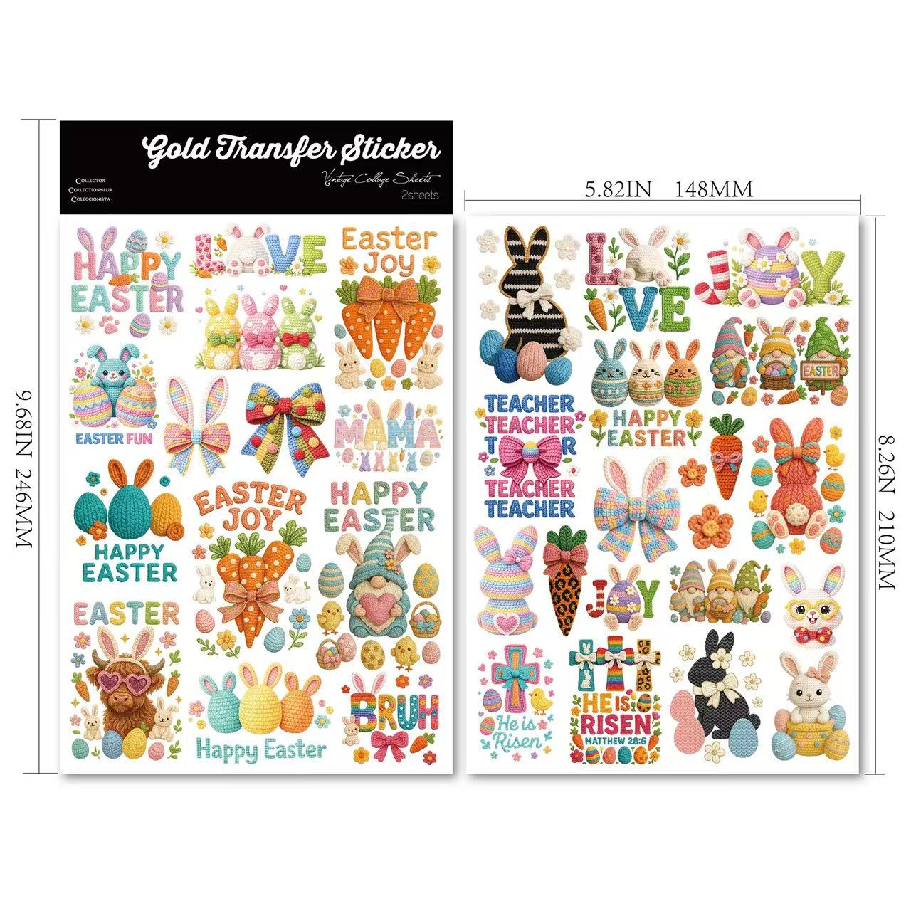 Yarn Easter Transfer Stickers