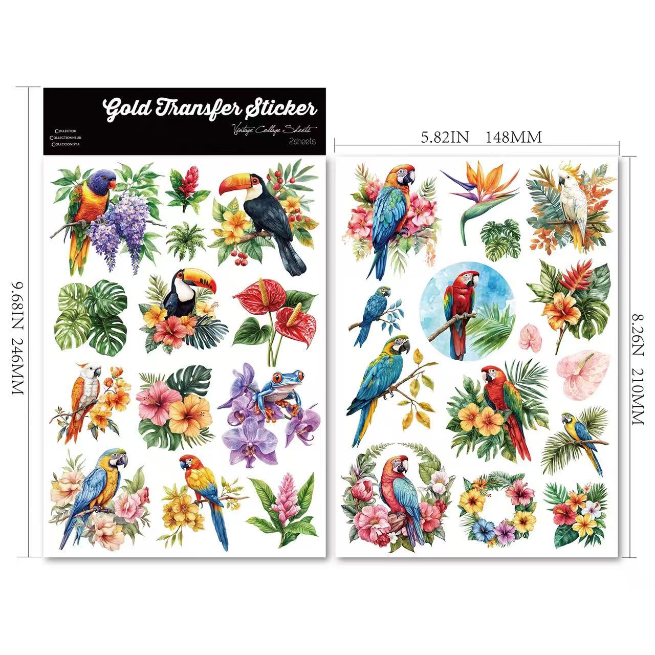 Tropical Parrot Transfer Stickers