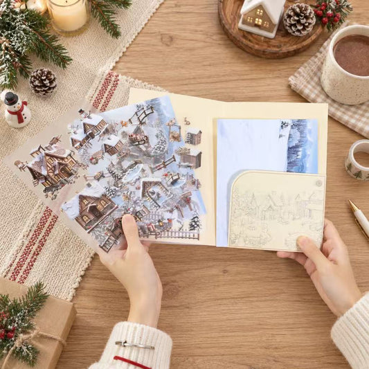 Winter Snow Courtyard Diorama Stickers