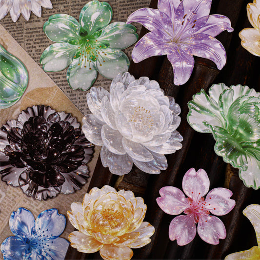 Glassy Flower Letters Stickers
