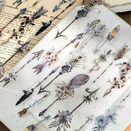Vintage Feather Traces Stickers