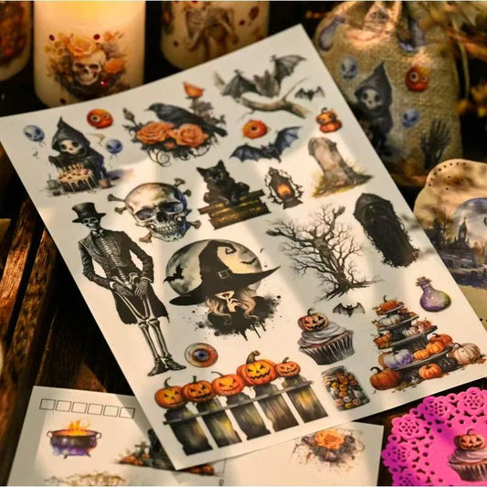 Vintage Gothic Halloween Rub-On Stickers