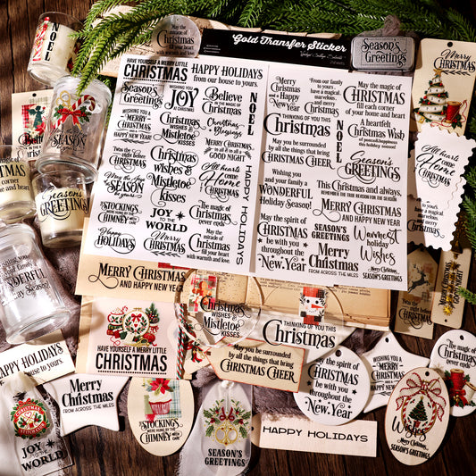 Christmas Typography Black Transfer Stickers
