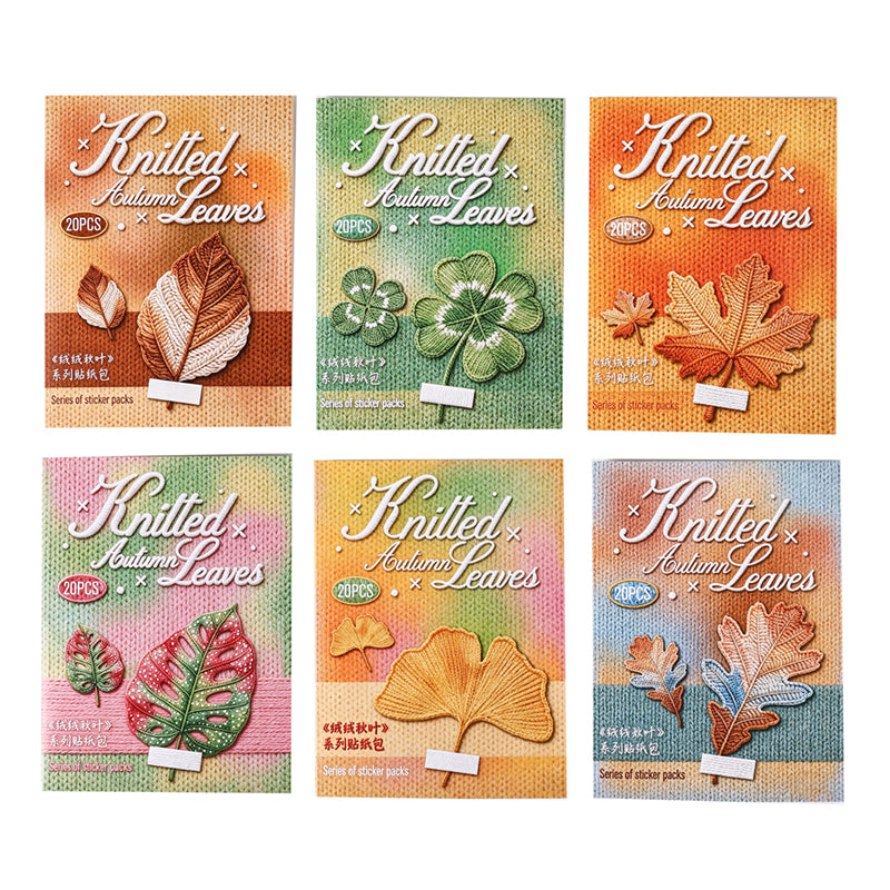 Knitted Autumn Leaves Stickers