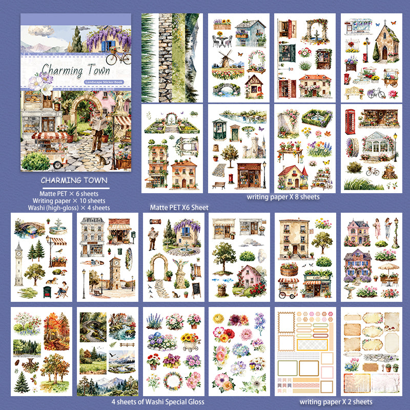 Charming Town Sticker Book