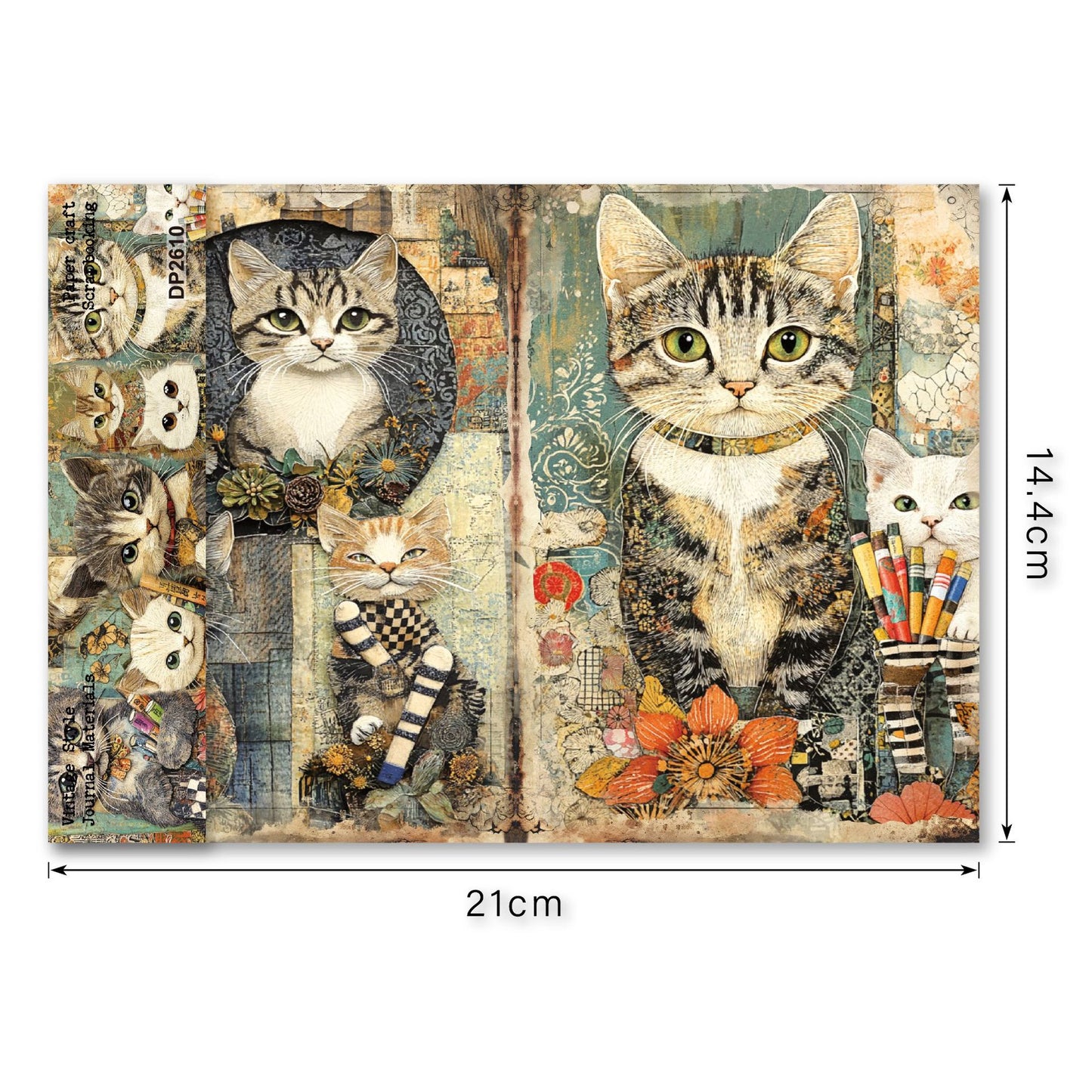 Cute Cat Journal Papers 8pcs