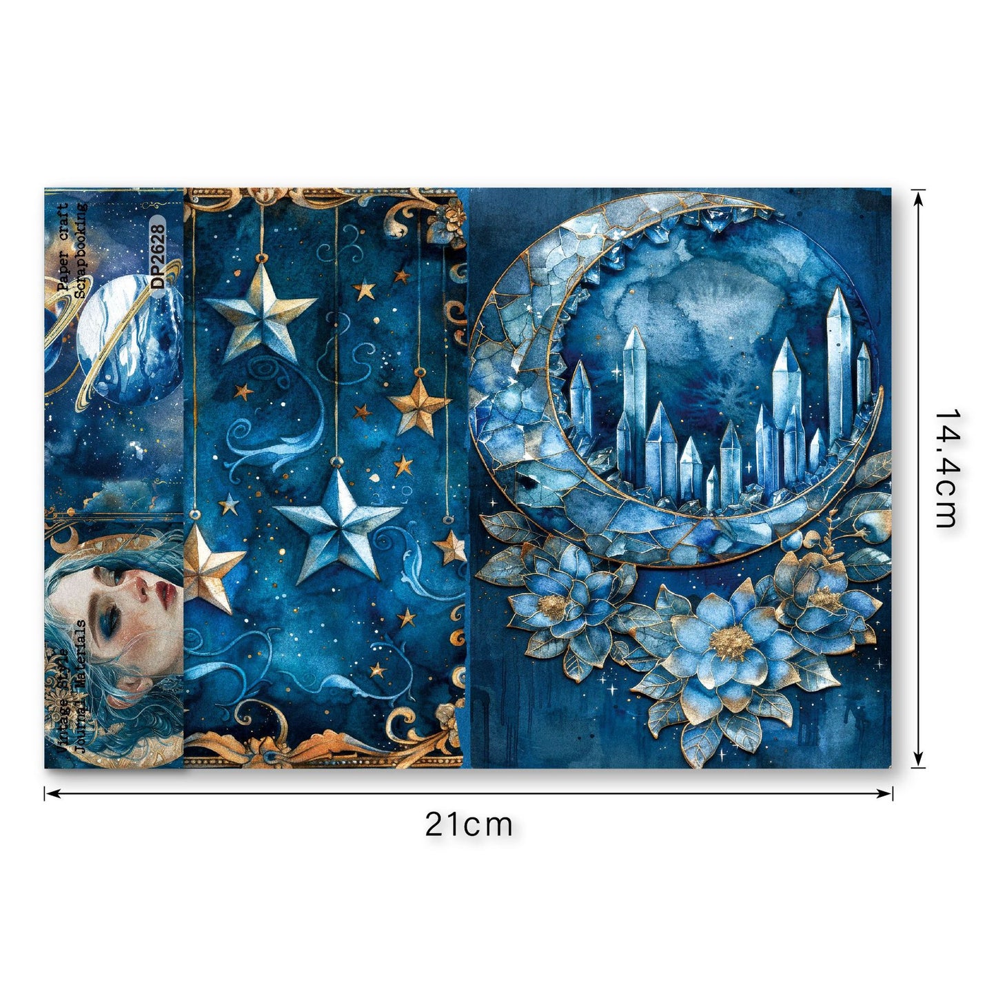 Celestial Blue Fantasy Papers 8pcs