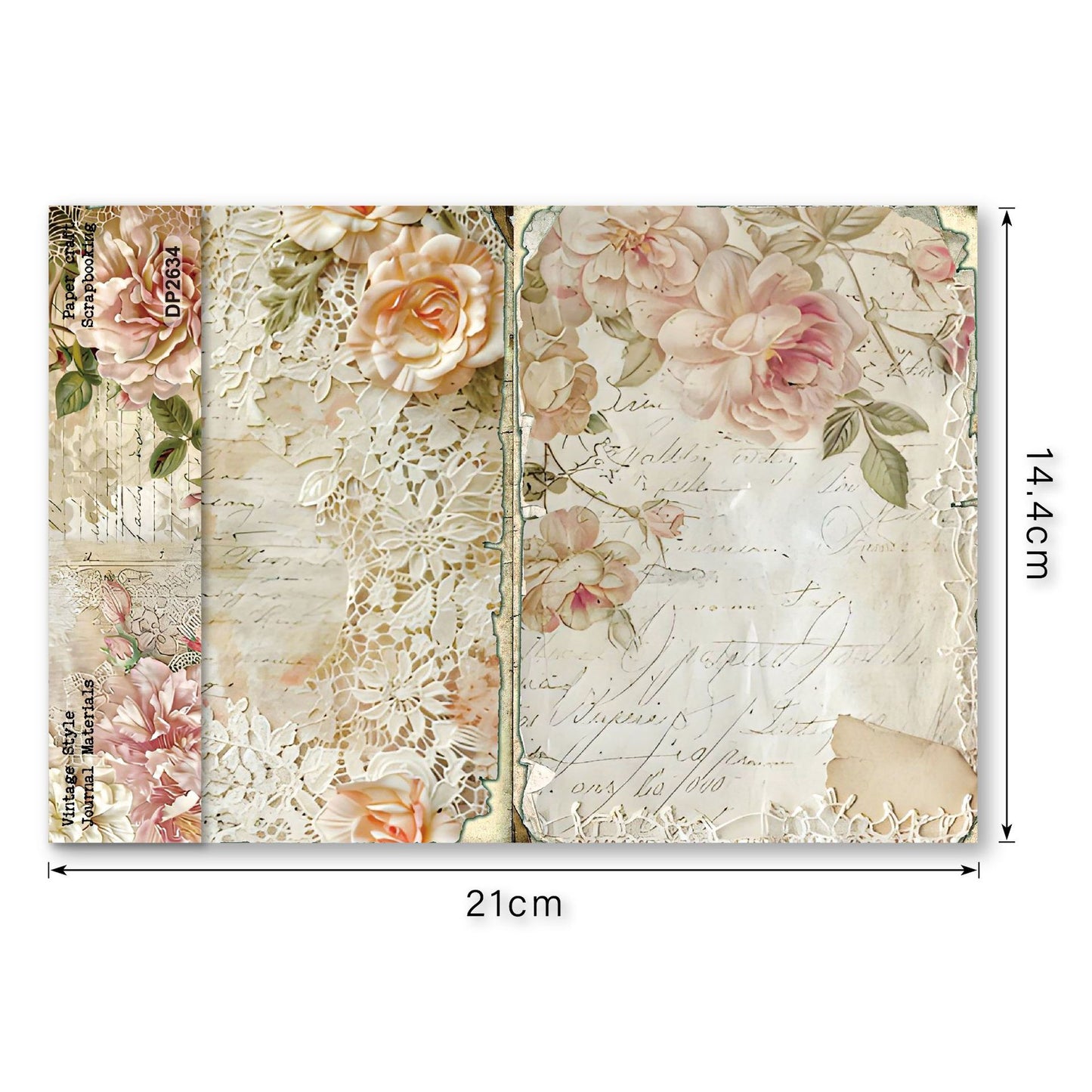 Rose Lace Journal Papers 8pcs