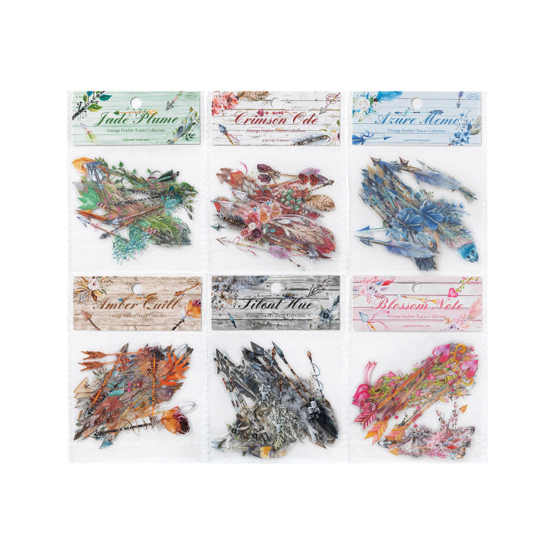 Vintage Feather Traces Stickers