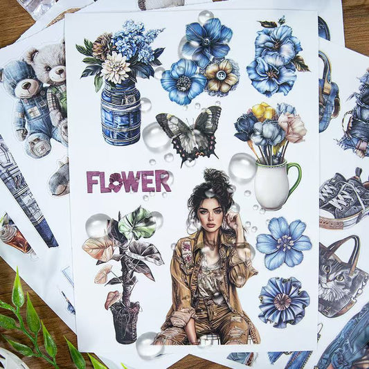 Blue Denim Diary Sticker Book