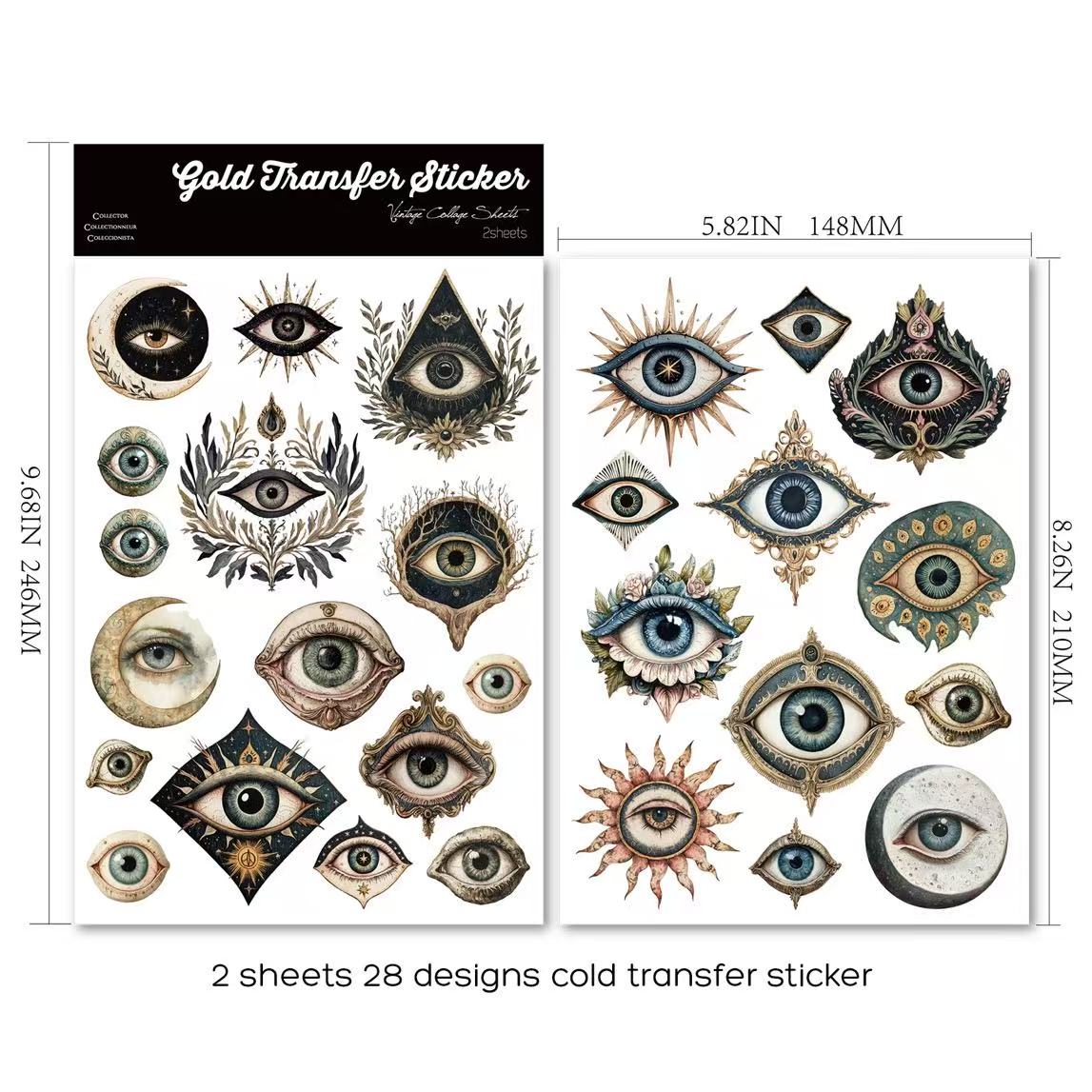 Glimmering Eyes Rub-on Stickers