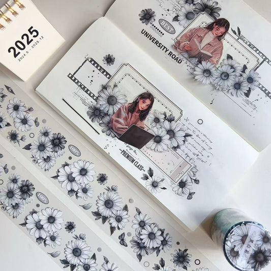 5cm*50cm Black-White Chrysanthemum Tape