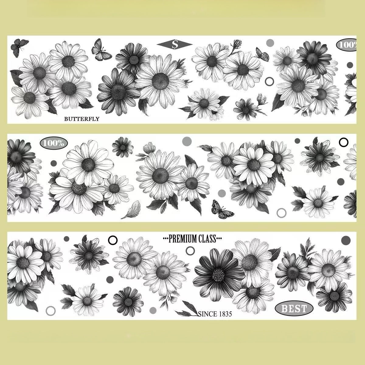5cm*50cm Black-White Chrysanthemum Tape