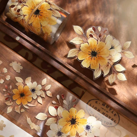 5.5cm*200cm Vintage Daisy Florals Tape