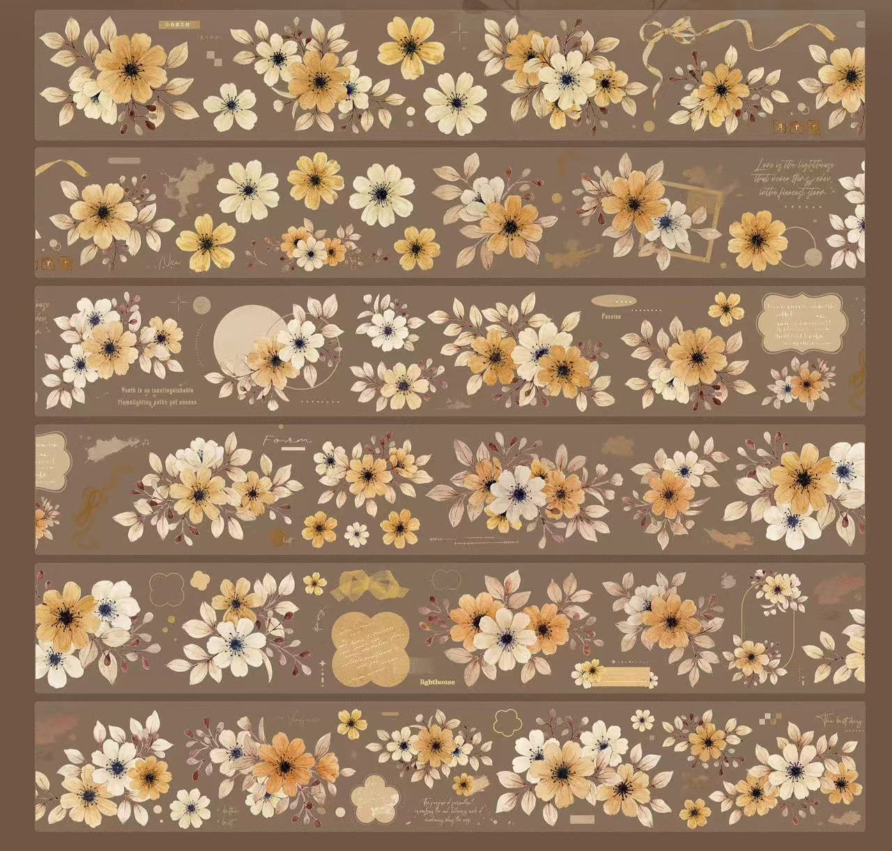 5.5cm*200cm Vintage Daisy Florals Tape