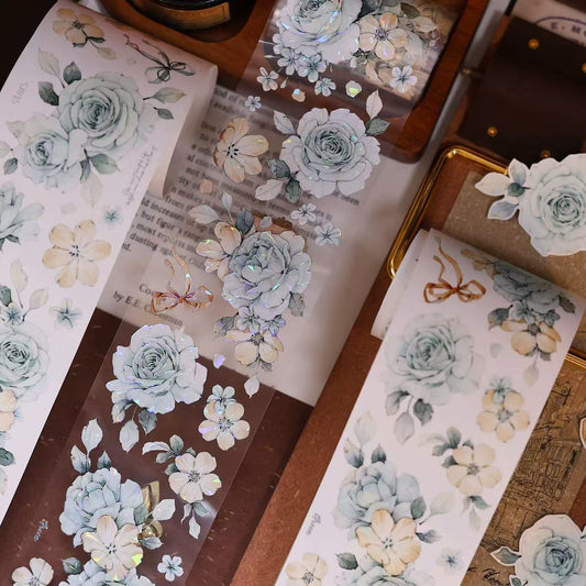 5.5cm*120cm Vintage Mint Green Floral Tape