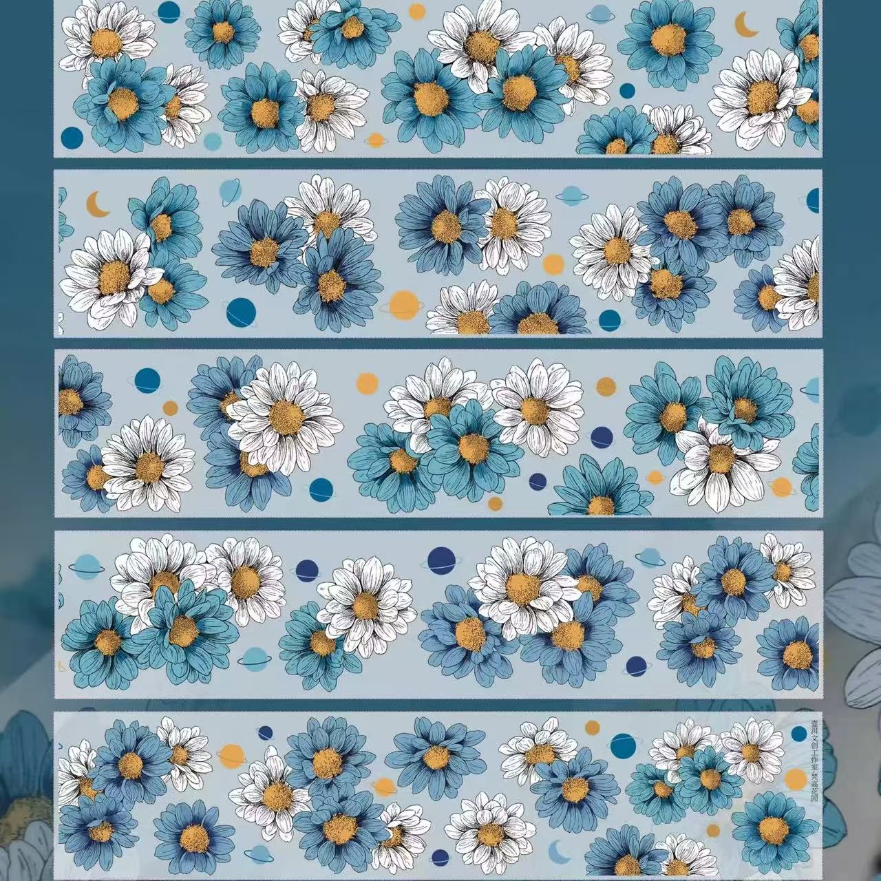 5cm*100cm Blue Chrysanthemum Tape