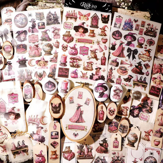 Pink Witch Halloween Transfer sticker