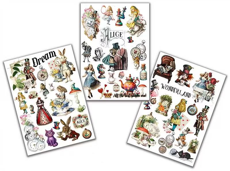 Alice in Wonderland Rub-on Stickers