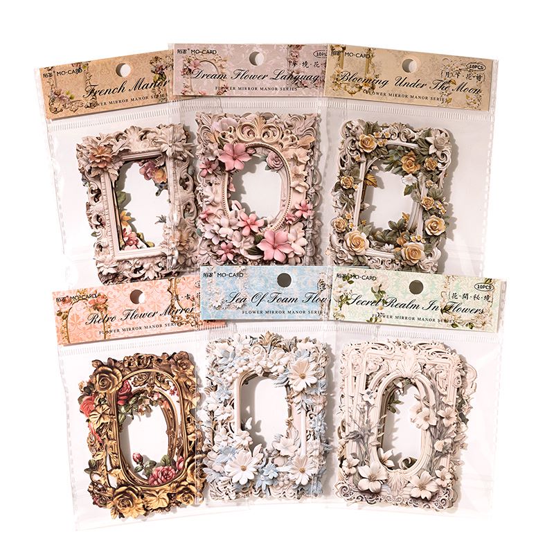 Floral Mirror Decorative Border Paper