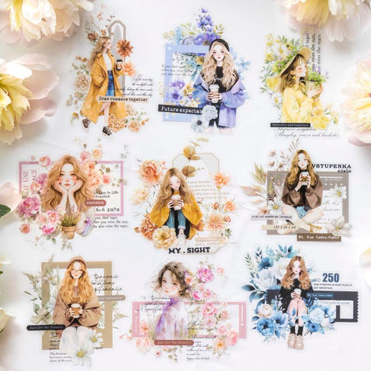 Romantic Blossoms Girl Sticker