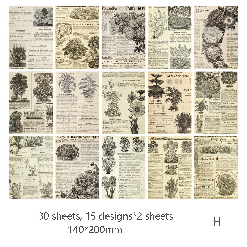 Vintage Scrapbook Paper 30 Sheets