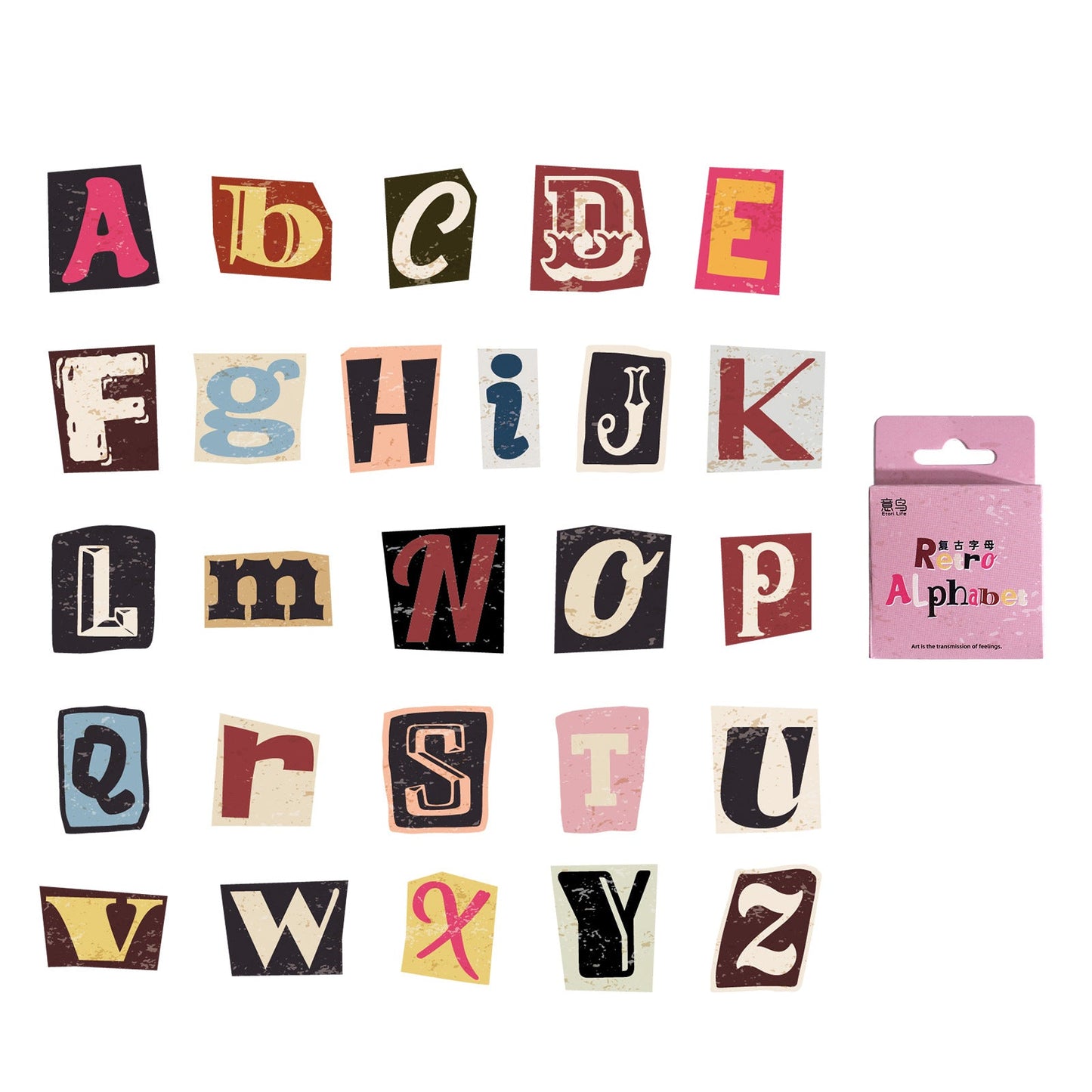 Vintage Alphabet Sticker 46pcs