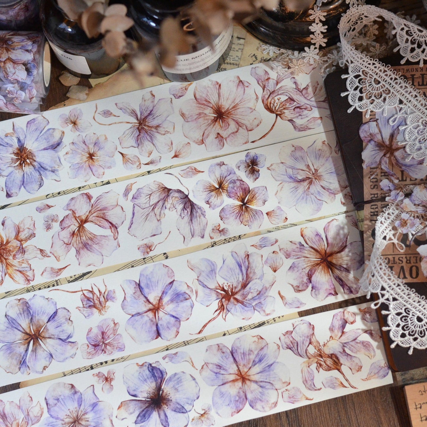 5.5cm*150cm Vintage Big Blonde Tone Flower Tape