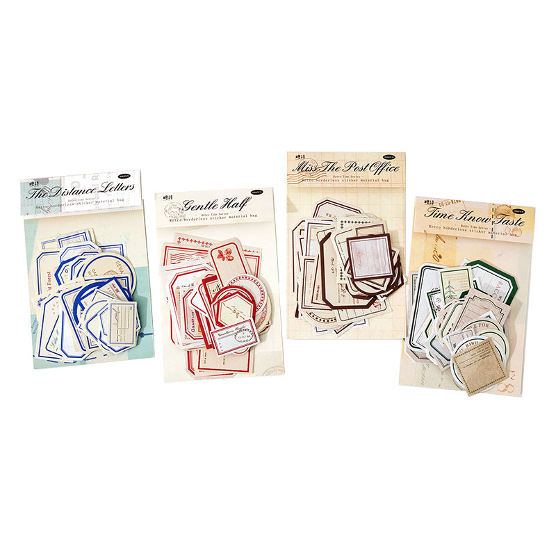 TANGSHI Retro Time Border Stickers Bag 50PCS