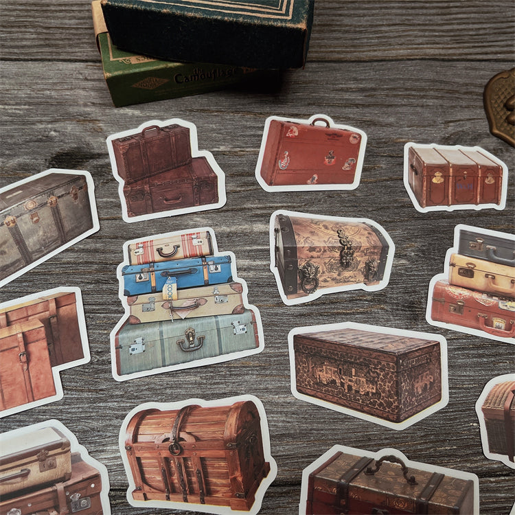 Junk Journal Vintage Suitcase Stickers 18PCS