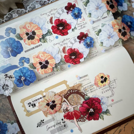 5cm*150cm Vintage Pansy Big Flower Tape