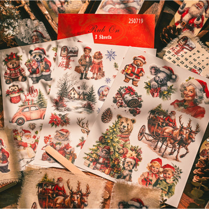 Retro Christmas Rub-on Stickers