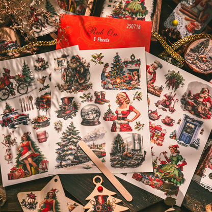 Whimsical Christmas Rub-on Stickers