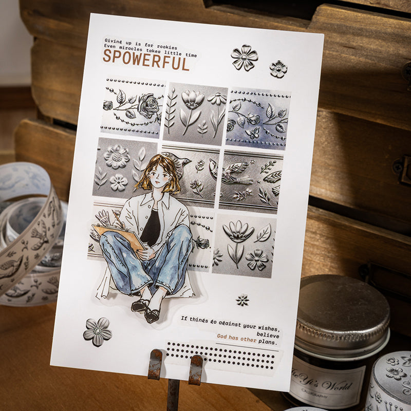 Silver Bloom Isle Washi Tape