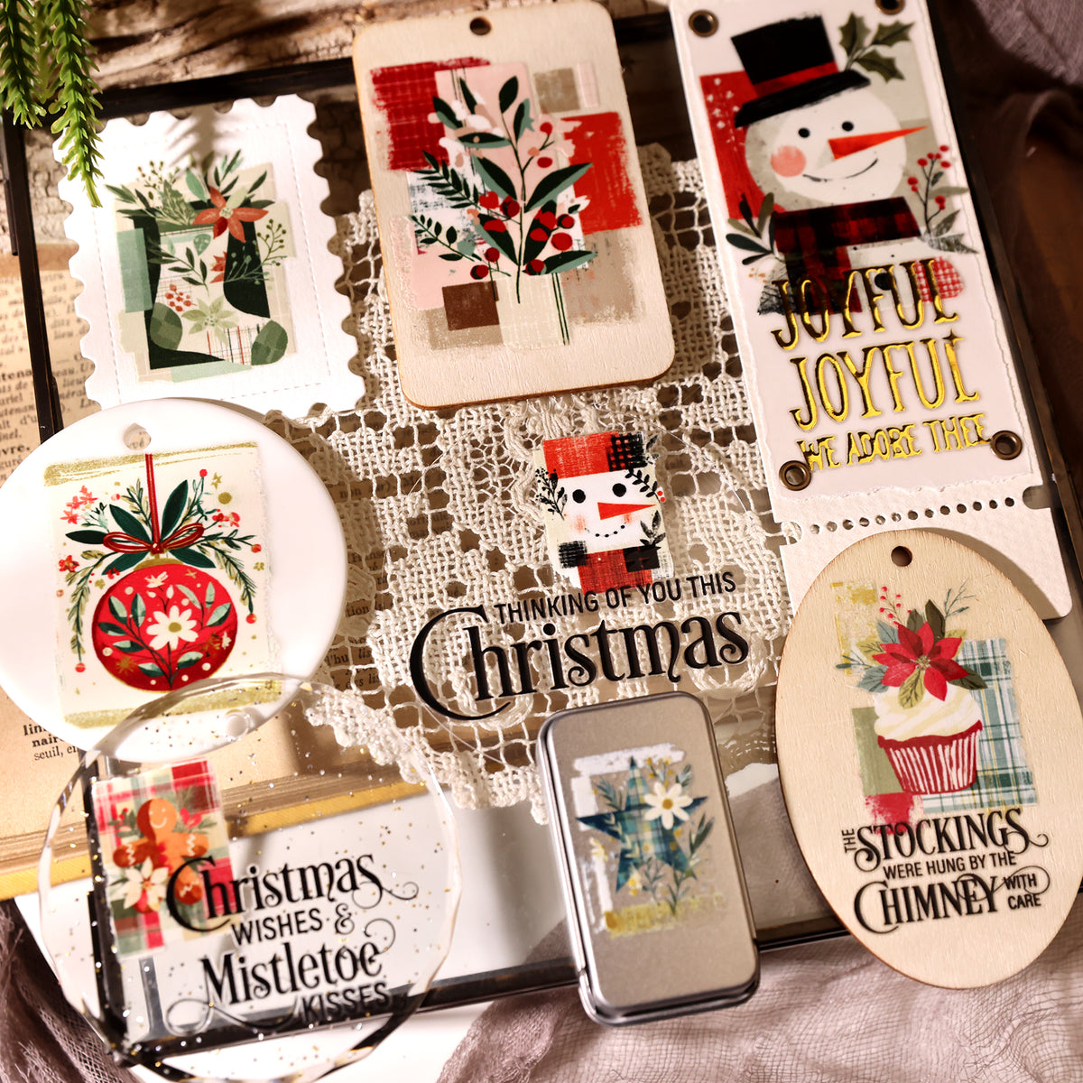 Vintage Christmas Gold Transfer Stickers