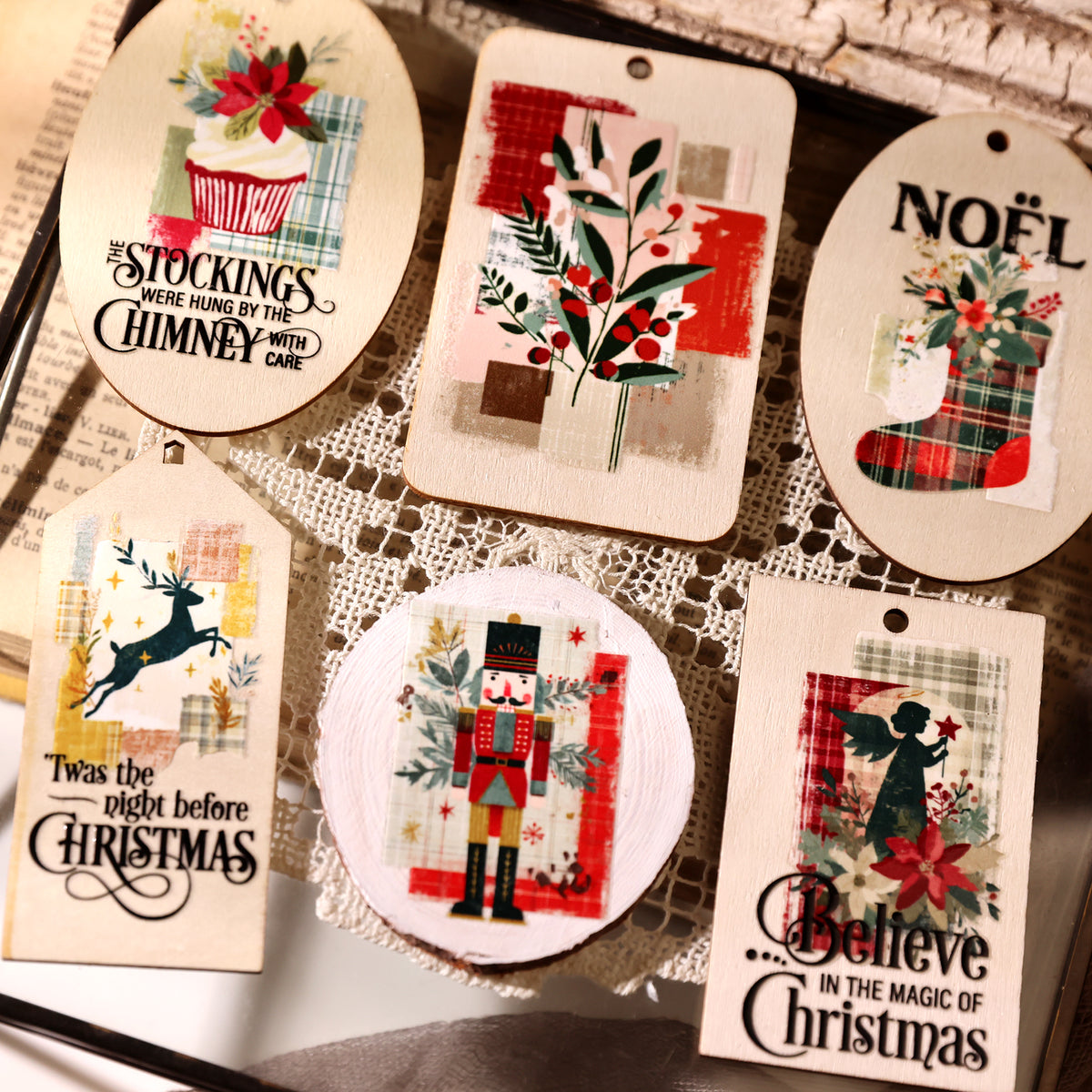 Vintage Christmas Gold Transfer Stickers