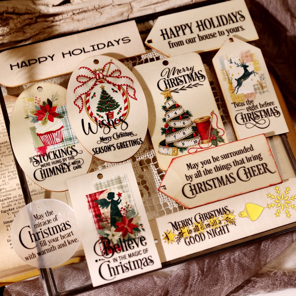 Christmas Typography Black Transfer Stickers